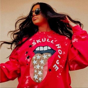 Skull House Crewneck in Red